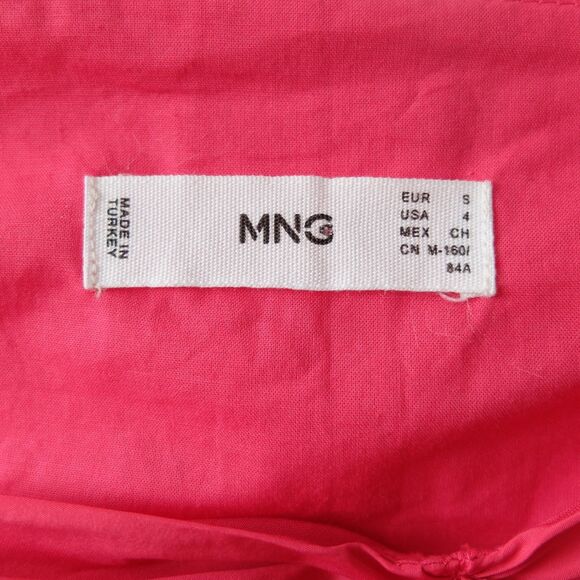 Mango Bright Pink Puff-Sleeved Halter Cropped Blouse Size 4 - Picture 7 of 12